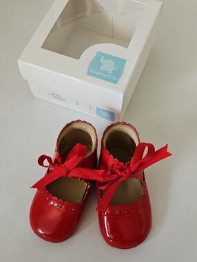 Elephantito Red Patent Sabrinas Shoes with Bows